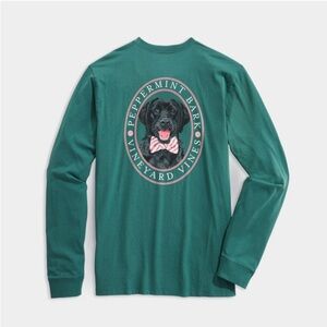 Vineyard Vines black lab Peppermint Bark dog long sleeve tee